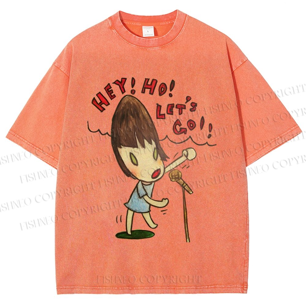 Unisex Yoshitomo Nara Singing Girl Printed Washed Tee