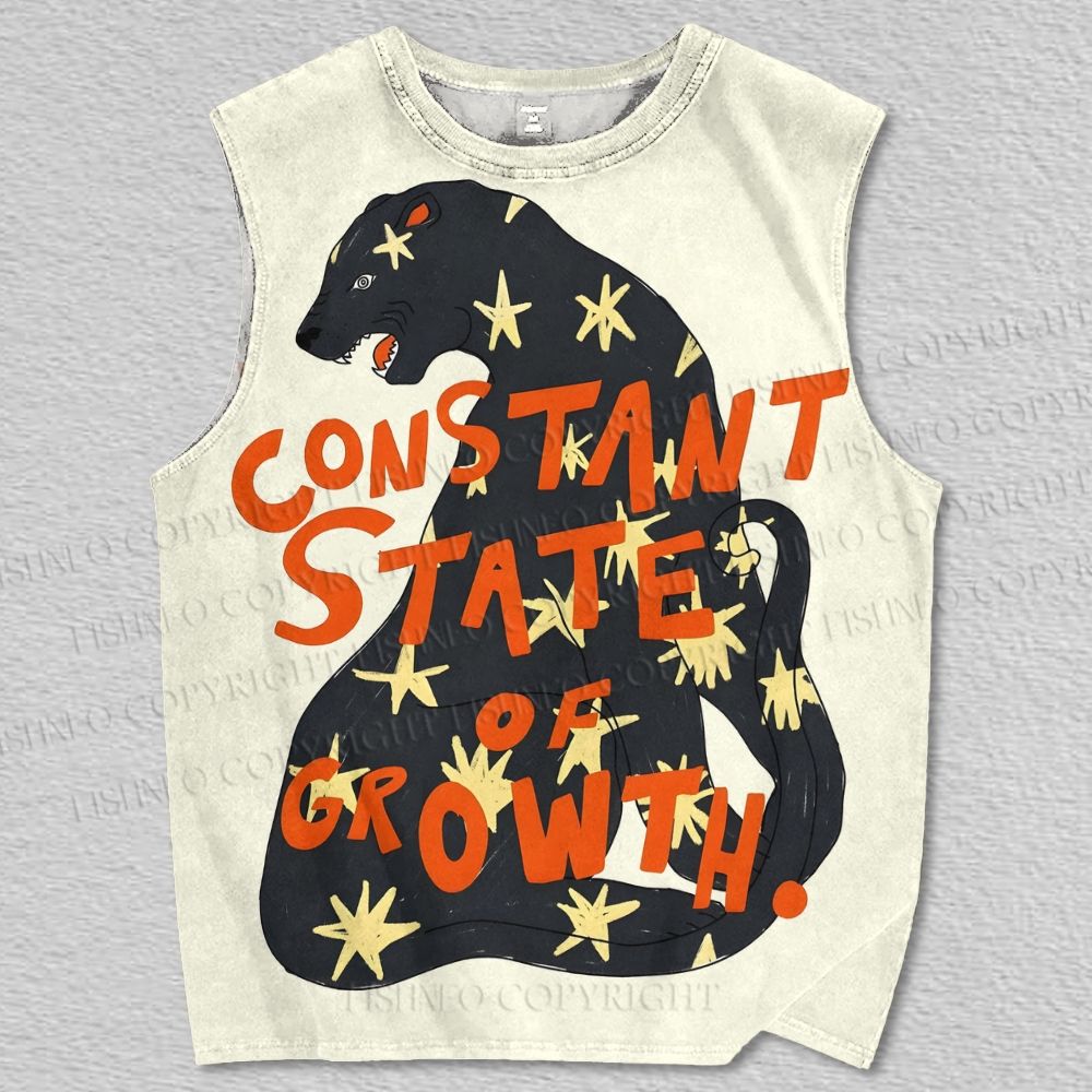 Unisex Constant State Of Growth Leopard Printed Tank Top