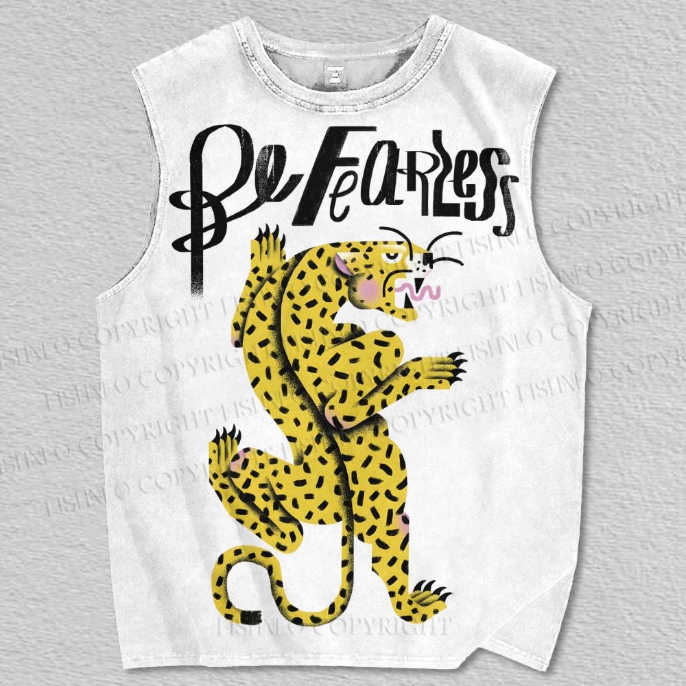 Unisex Be Fearless Tiger Printed Tank Top