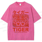 Unisex Patchwork Tiger Printed Washed Tee