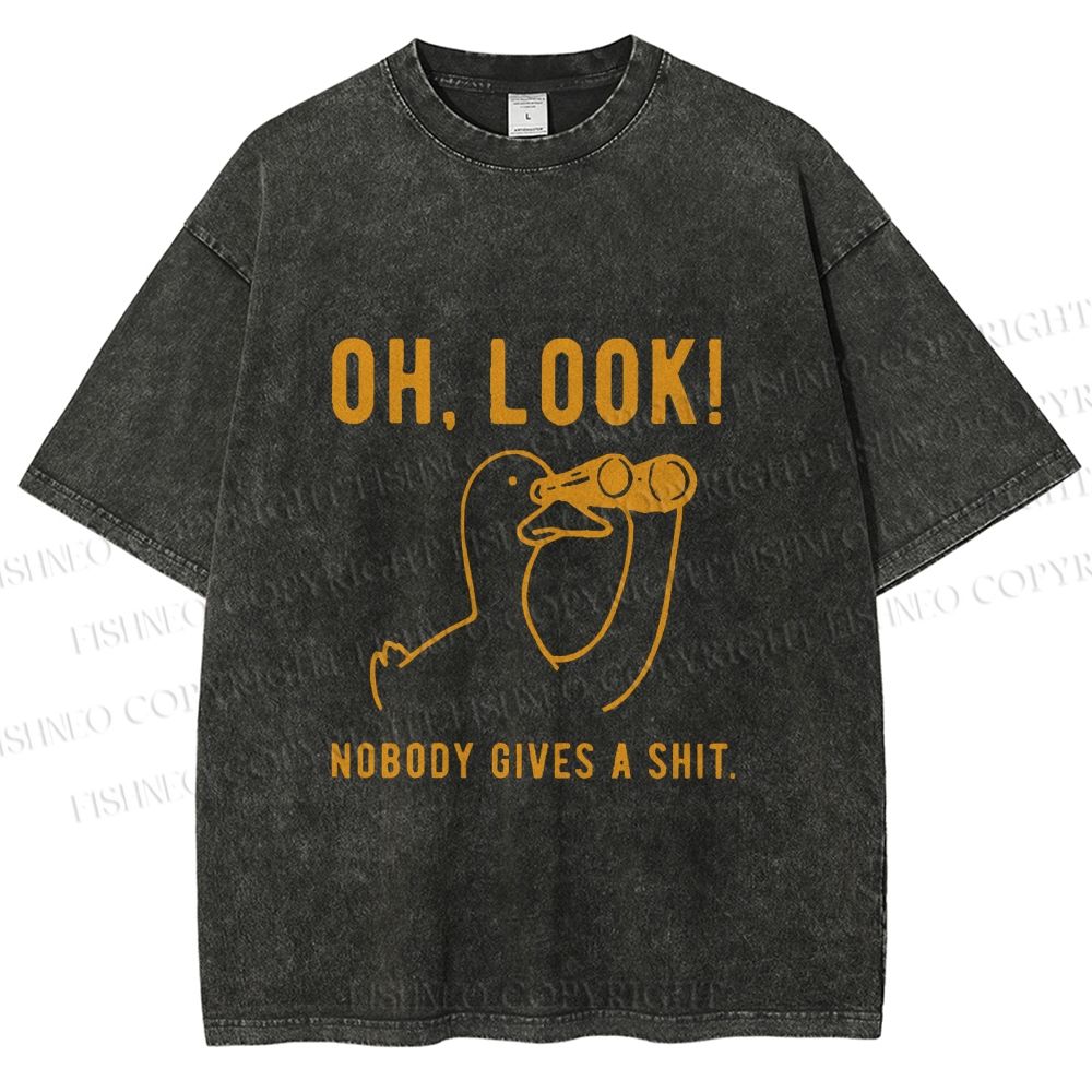 Unisex Oh Look No Body Gives a Shit Goose Printed Washed Tee