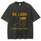 Unisex Oh Look No Body Gives a Shit Goose Printed Washed Tee