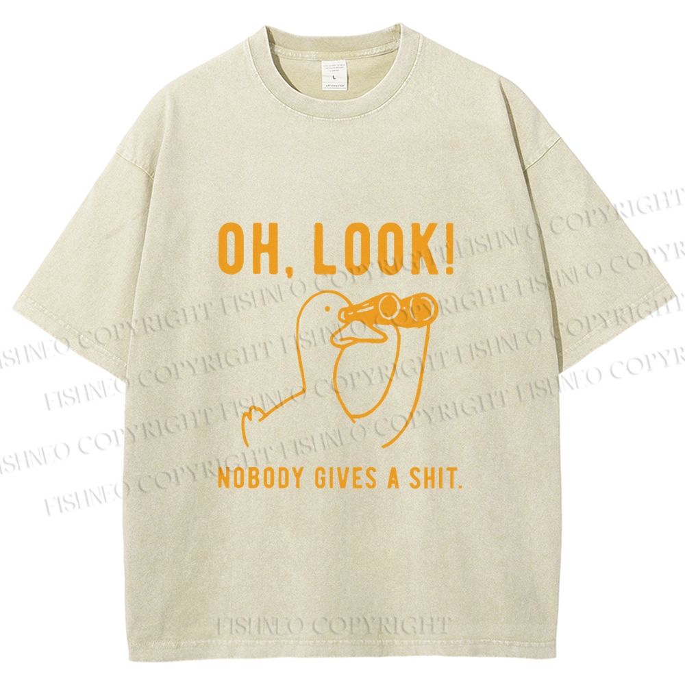 Unisex Oh Look No Body Gives a Shit Goose Printed Washed Tee
