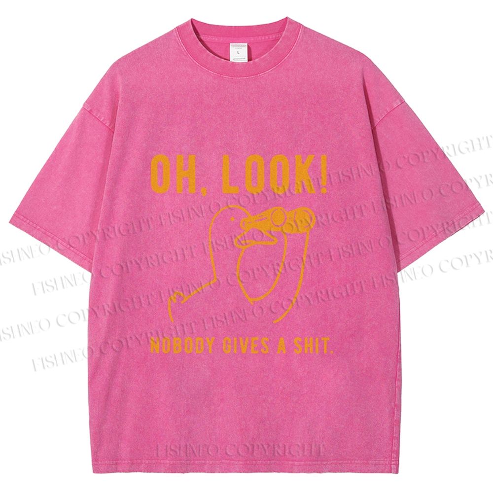 Unisex Oh Look No Body Gives a Shit Goose Printed Washed Tee