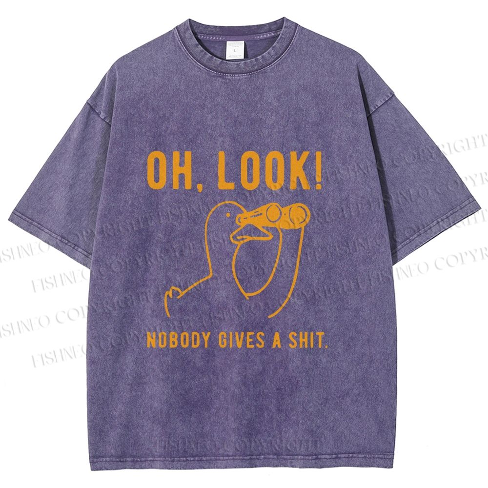 Unisex Oh Look No Body Gives a Shit Goose Printed Washed Tee