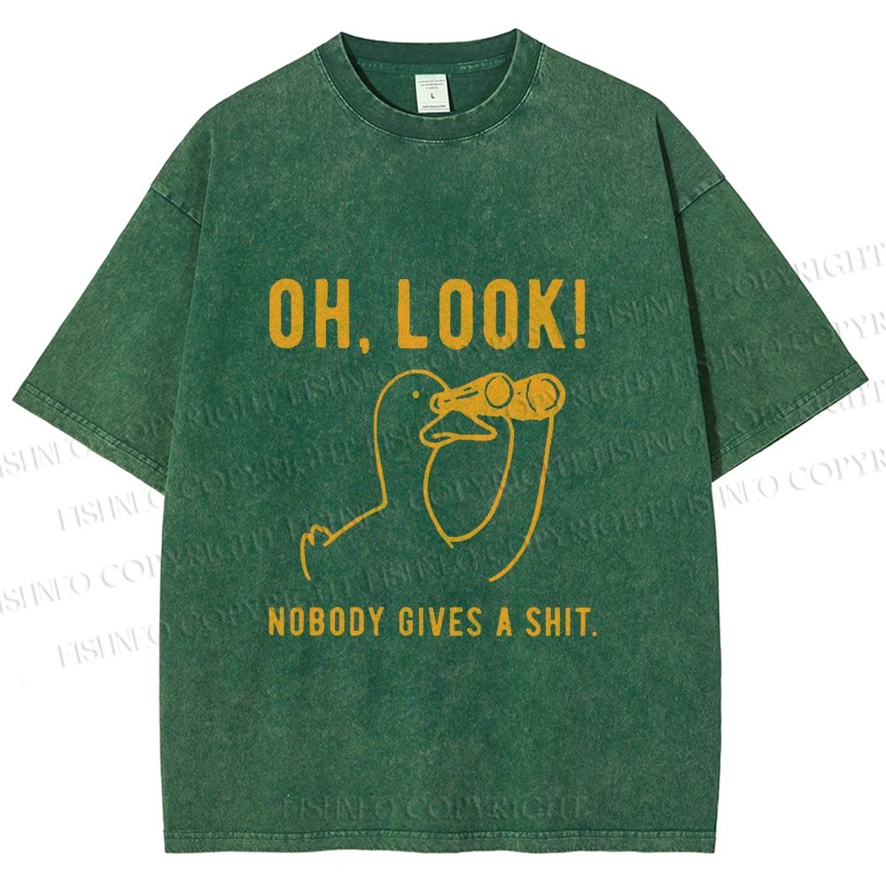 Unisex Oh Look No Body Gives a Shit Goose Printed Washed Tee