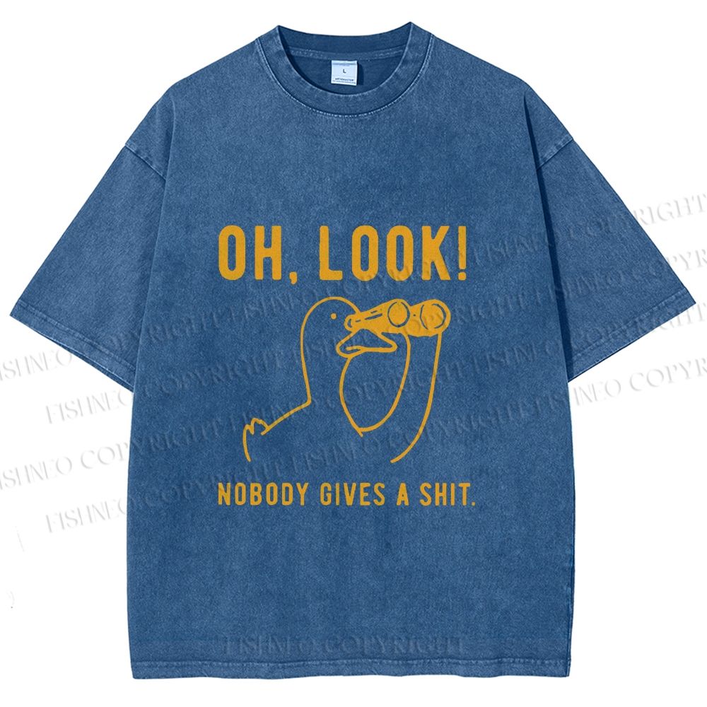 Unisex Oh Look No Body Gives a Shit Goose Printed Washed Tee