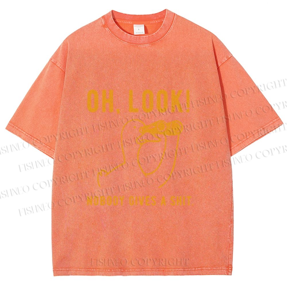 Unisex Oh Look No Body Gives a Shit Goose Printed Washed Tee