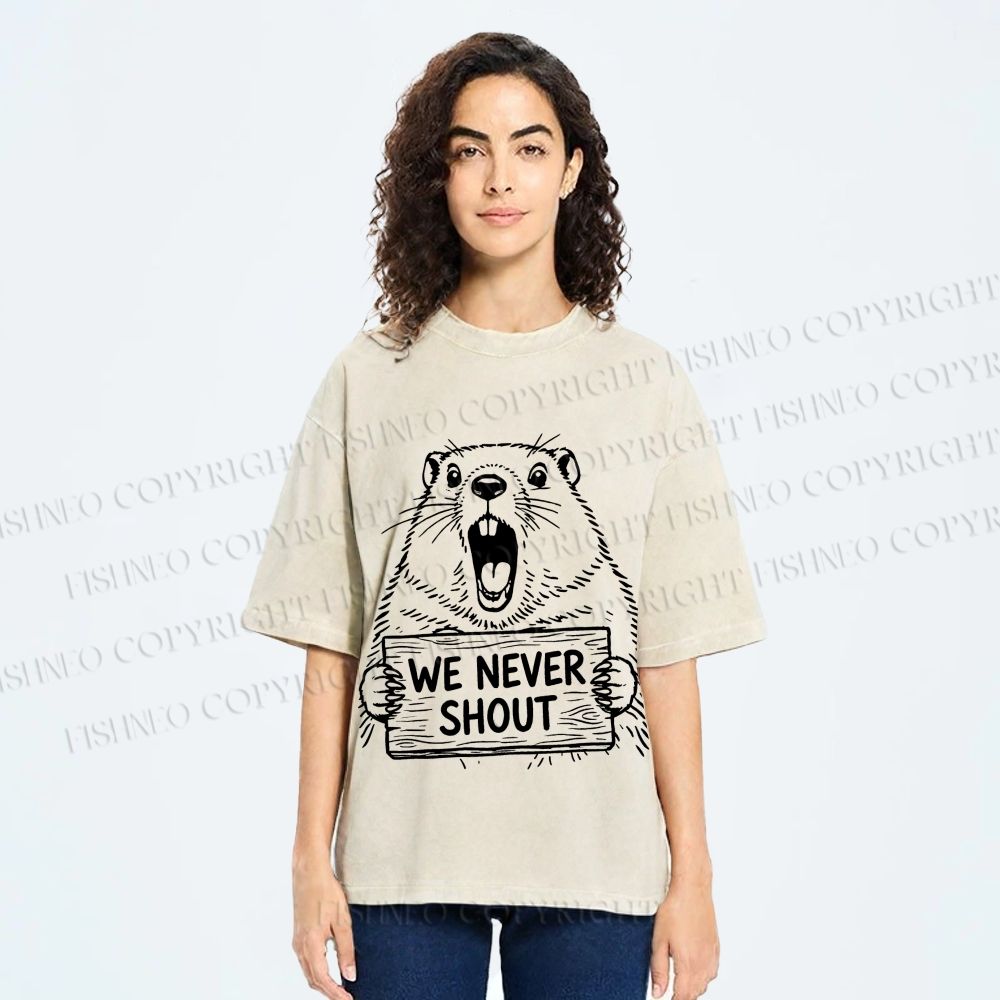 Unisex We Never Shout Printed Washed Tee