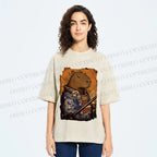 Unisex Edo Capybara Warrior Printed Washed Tee