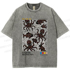Unisex Yayoi Kusama Polka Dot Fish Octopus Printed Washed Tee