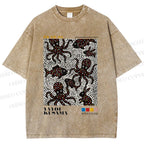 Unisex Yayoi Kusama Polka Dot Fish Octopus Printed Washed Tee