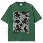 Unisex Yayoi Kusama Polka Dot Fish Octopus Printed Washed Tee
