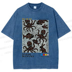 Unisex Yayoi Kusama Polka Dot Fish Octopus Printed Washed Tee