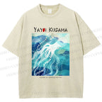 Unisex Yayoi Kusama Octopus Printed Washed Tee