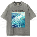 Unisex Yayoi Kusama Octopus Printed Washed Tee