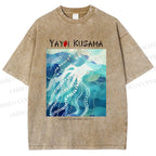 Unisex Yayoi Kusama Octopus Printed Washed Tee