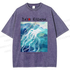 Unisex Yayoi Kusama Octopus Printed Washed Tee