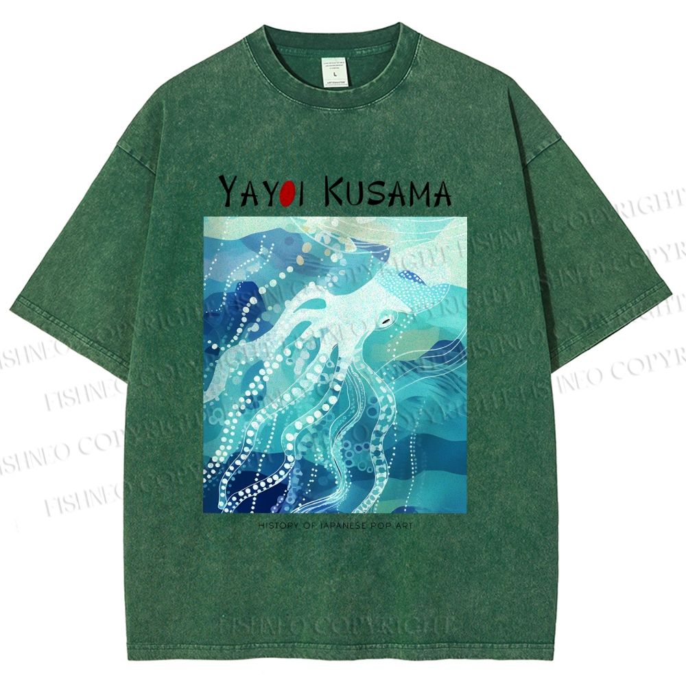 Unisex Yayoi Kusama Octopus Printed Washed Tee