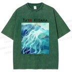 Unisex Yayoi Kusama Octopus Printed Washed Tee