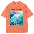 Unisex Yayoi Kusama Octopus Printed Washed Tee