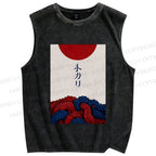 Unisex Kari Octopus Printed Washed Tank Top