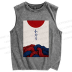 Unisex Kari Octopus Printed Washed Tank Top