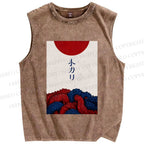 Unisex Kari Octopus Printed Washed Tank Top