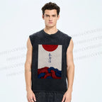 Unisex Kari Octopus Printed Washed Tank Top
