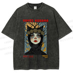 Unisex Yayoi Kusama Cat-Ear Muse Printed Washed Tee