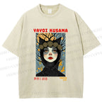 Unisex Yayoi Kusama Cat-Ear Muse Printed Washed Tee