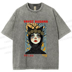 Unisex Yayoi Kusama Cat-Ear Muse Printed Washed Tee