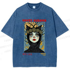 Unisex Yayoi Kusama Cat-Ear Muse Printed Washed Tee