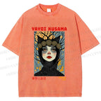 Unisex Yayoi Kusama Cat-Ear Muse Printed Washed Tee