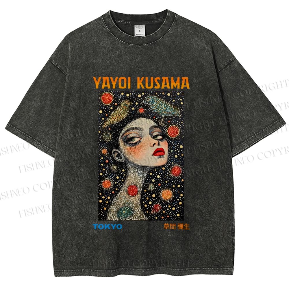 Unisex Yayoi Kusama Infinite Gaze Printed Washed Tee