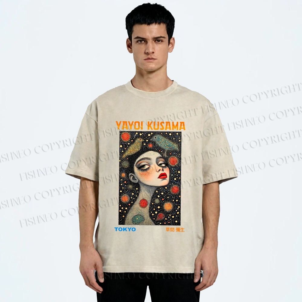 Unisex Yayoi Kusama Infinite Gaze Printed Washed Tee