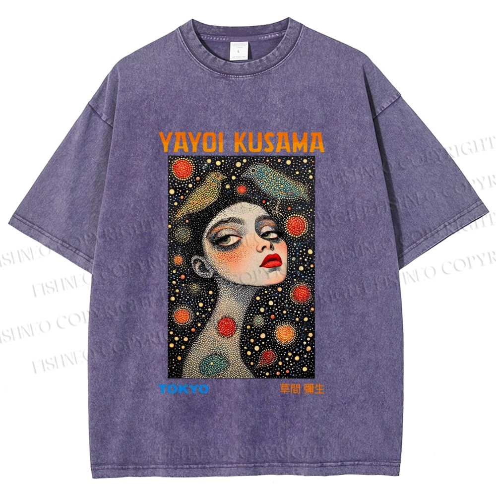 Unisex Yayoi Kusama Infinite Gaze Printed Washed Tee