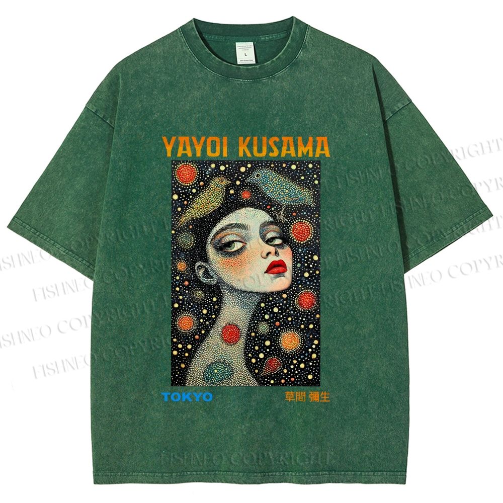 Unisex Yayoi Kusama Infinite Gaze Printed Washed Tee