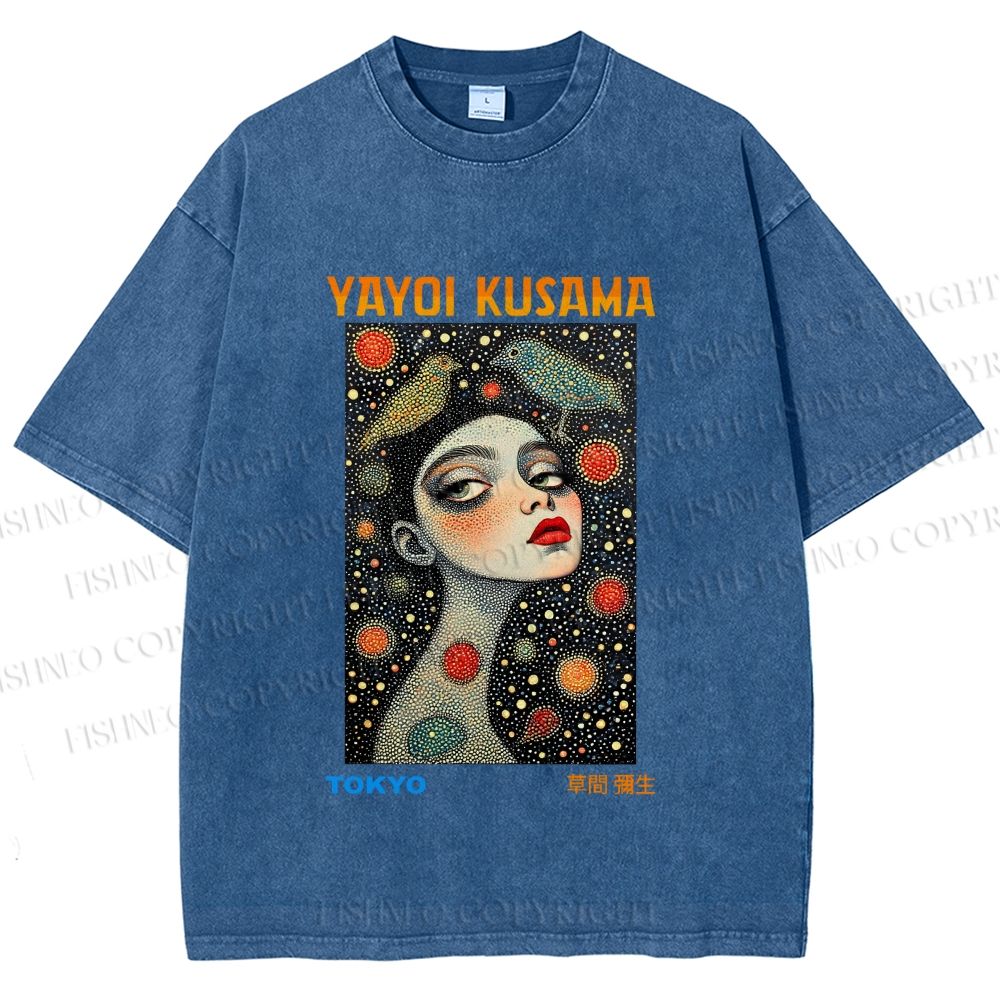 Unisex Yayoi Kusama Infinite Gaze Printed Washed Tee