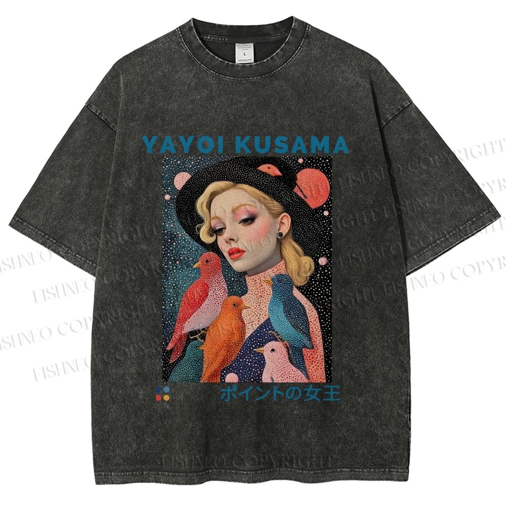 Unisex Yayoi Kusama Queen of Dots Printed Washed Tee