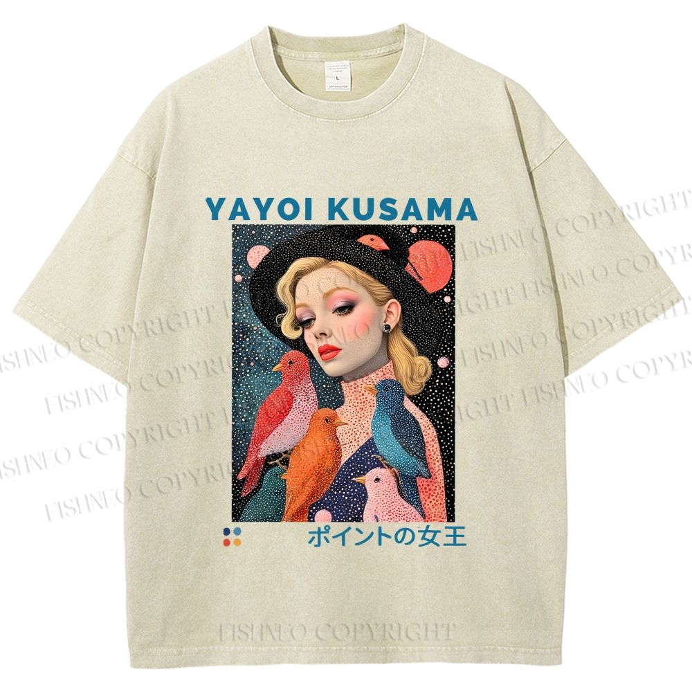Unisex Yayoi Kusama Queen of Dots Printed Washed Tee