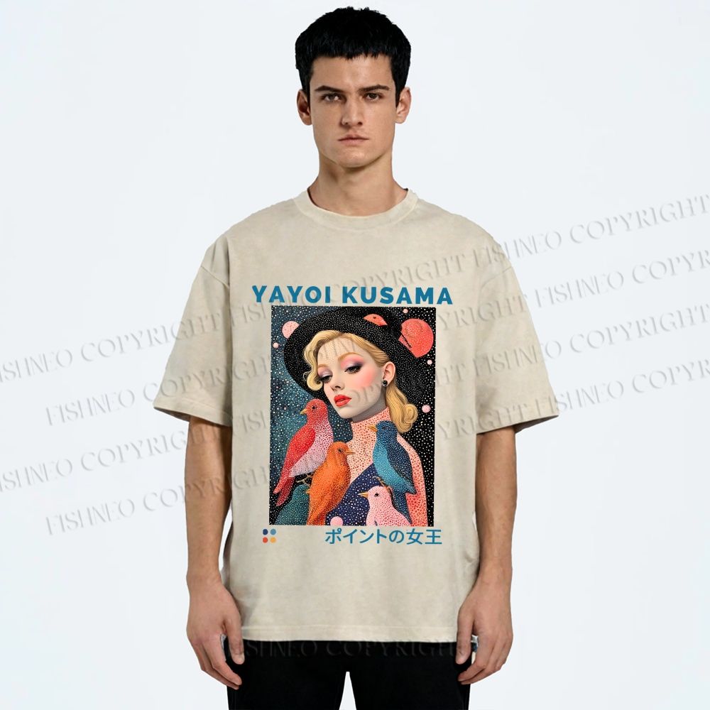 Unisex Yayoi Kusama Queen of Dots Printed Washed Tee