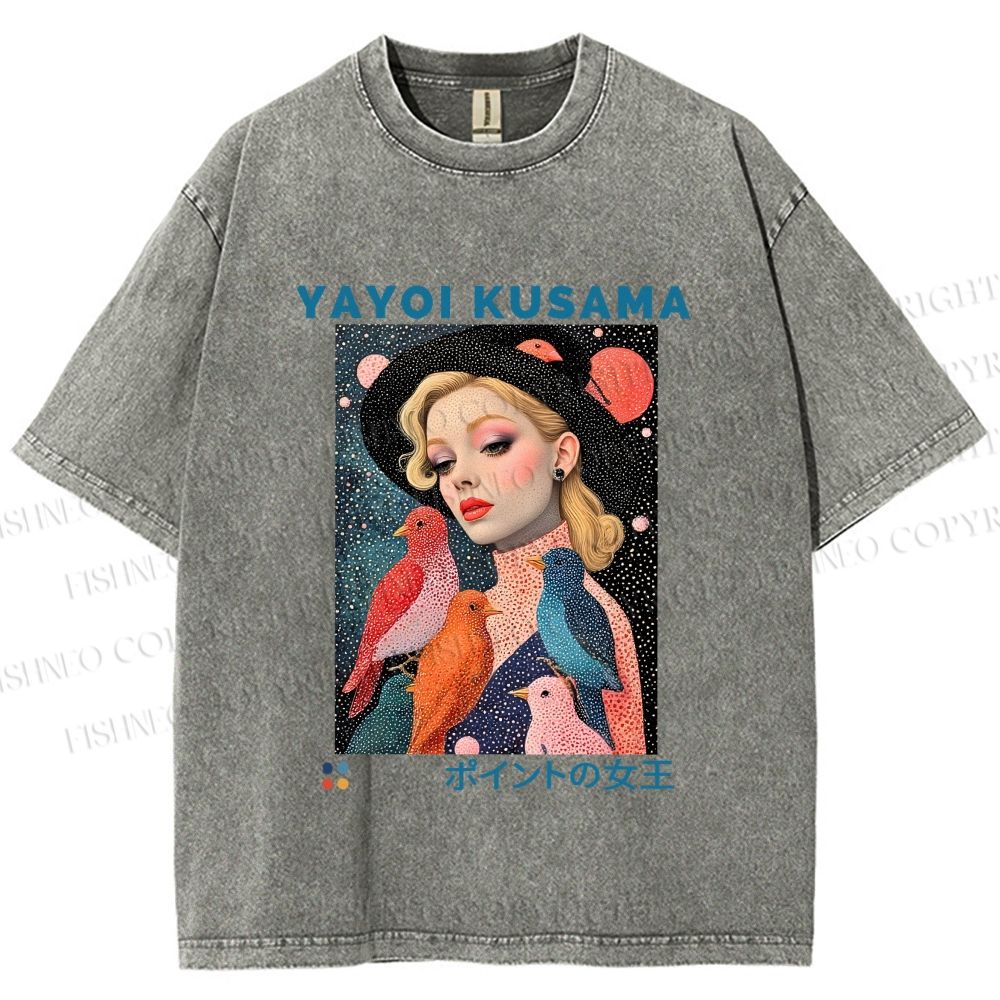 Unisex Yayoi Kusama Queen of Dots Printed Washed Tee