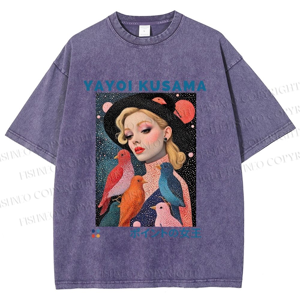 Unisex Yayoi Kusama Queen of Dots Printed Washed Tee