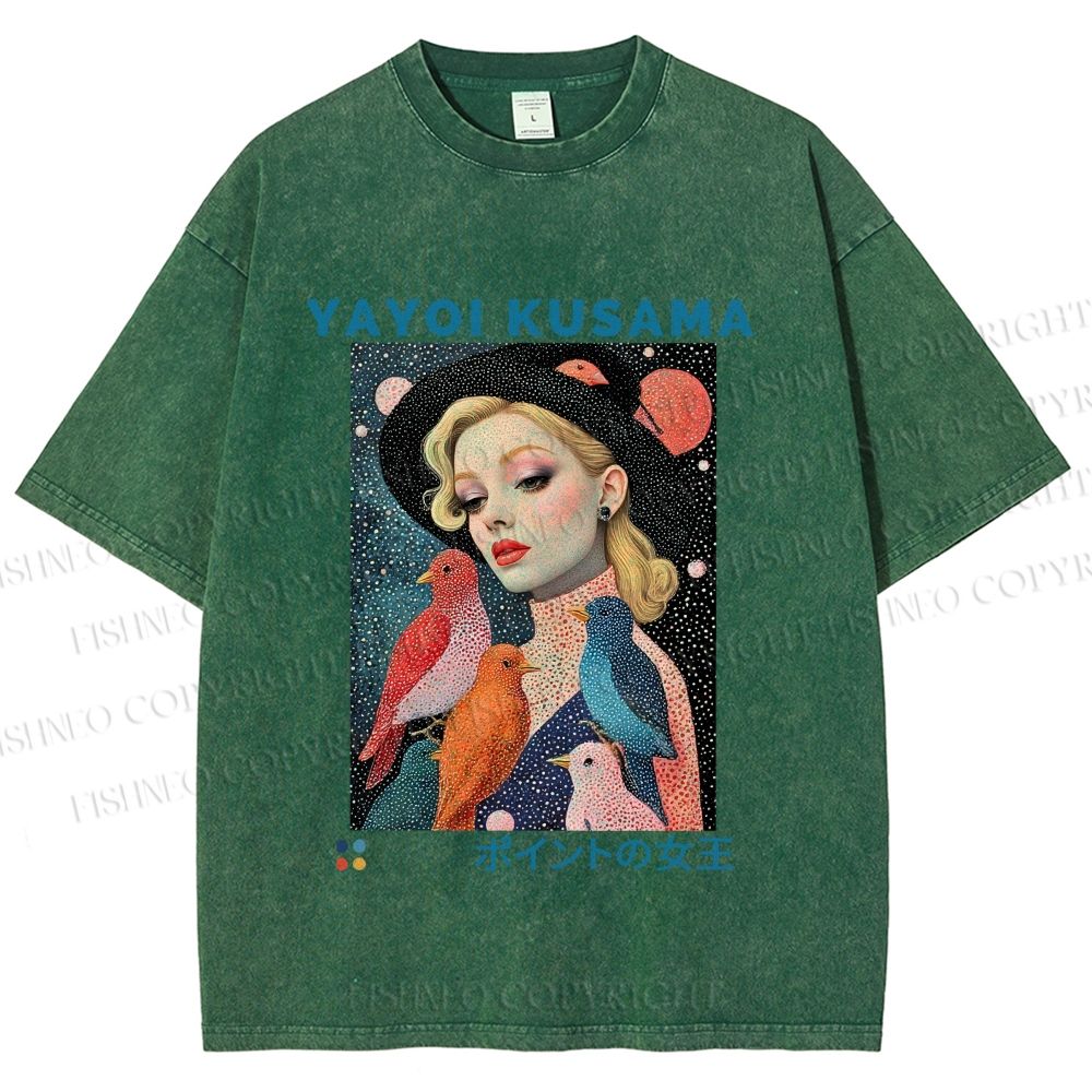 Unisex Yayoi Kusama Queen of Dots Printed Washed Tee