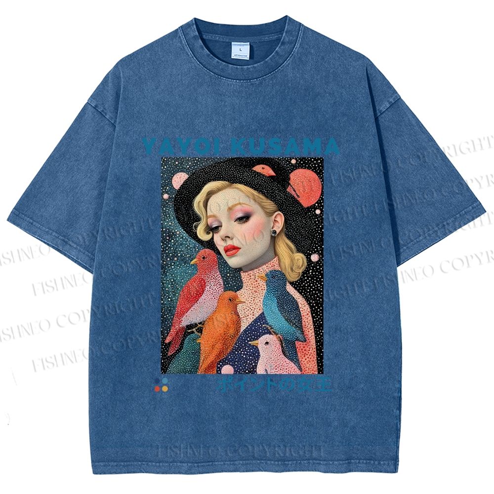 Unisex Yayoi Kusama Queen of Dots Printed Washed Tee