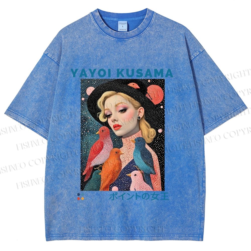 Unisex Yayoi Kusama Queen of Dots Printed Washed Tee