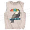 Unisex Tucan Chilling Printed Washed Tank Top