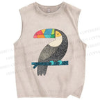 Unisex Tucan Chilling Printed Washed Tank Top