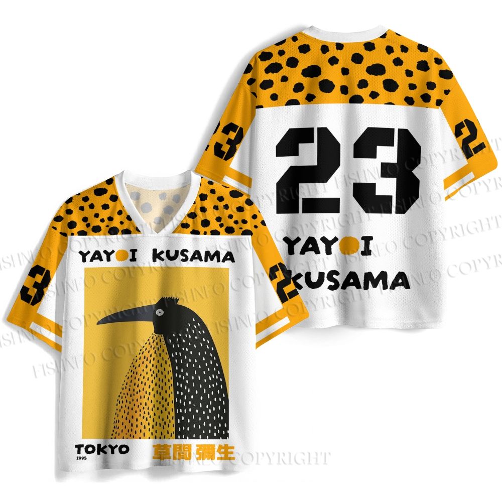 Half-Split Dot Bird Printed Jersey Shirts